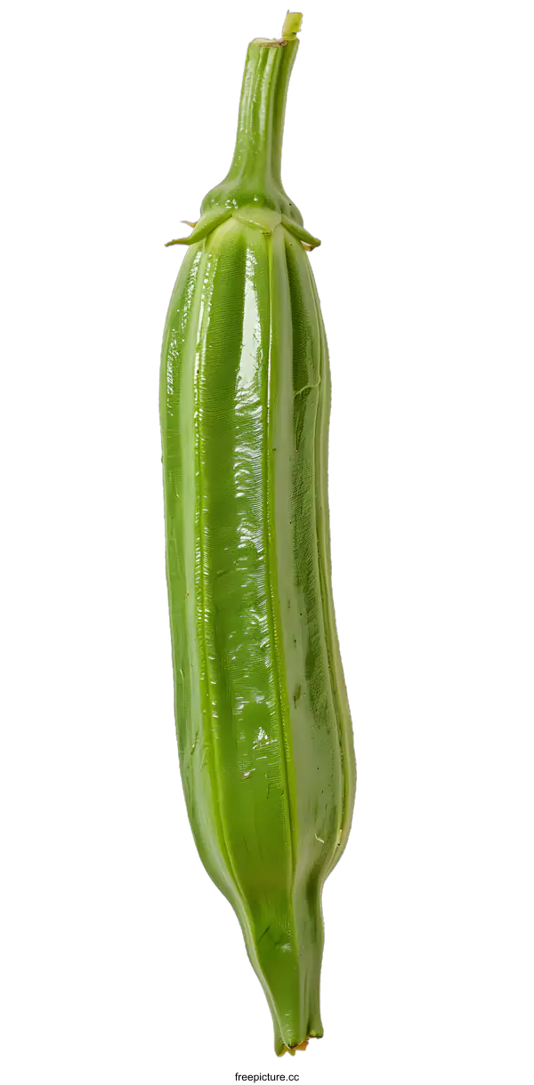 [Transparent Background PNG]Green Okra Vegetable on White Background