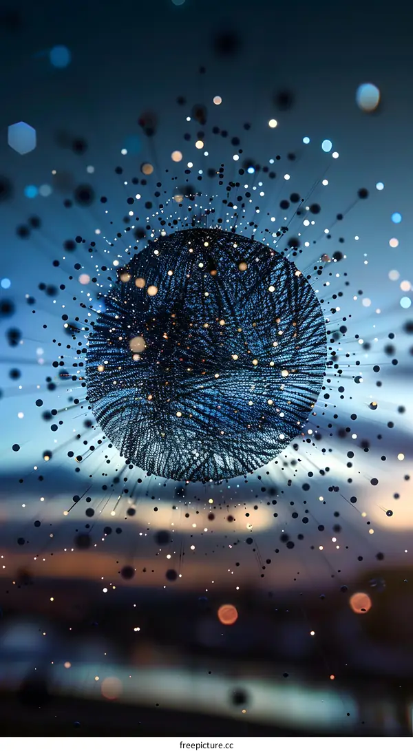 Abstract Sphere with Connected Lines and Glowing Lights