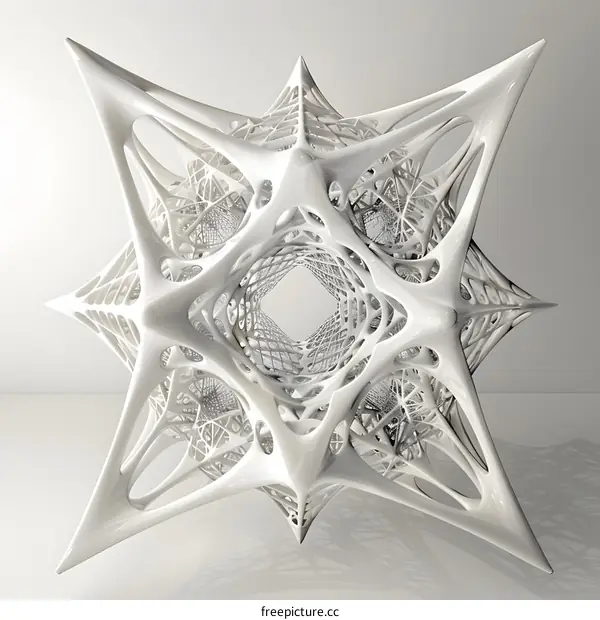 Abstract White Geometric 3D Structure