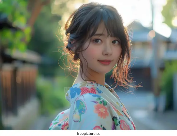 Portrait of a Japanese Woman in Kimono