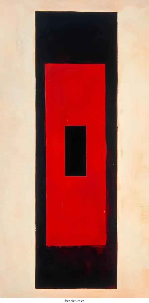 Abstract Red Black and White Minimalist Art Painting
