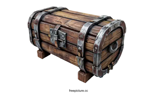 [Transparent Background PNG]Old wooden chest on a black background