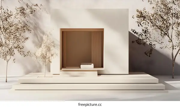 Minimalist White Modern Architecture Design With Trees