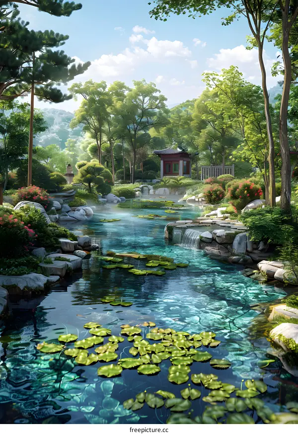 The曲径通幽处 of the碧水亭台