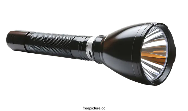 [Transparent Background PNG]Powerful Black Tactical Flashlight