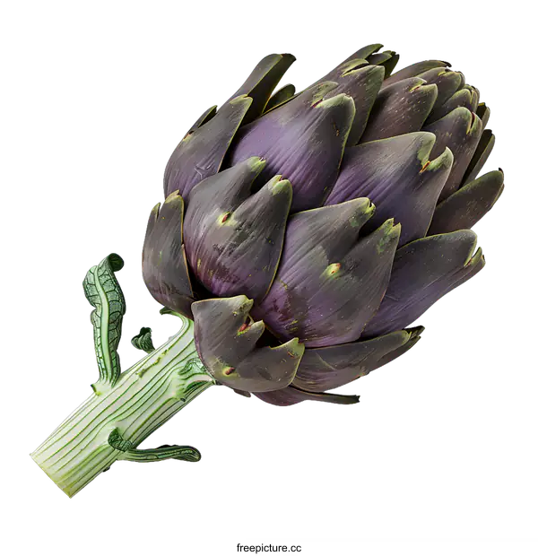 [Transparent Background PNG]Close Up of a Purple Artichoke on a White Background