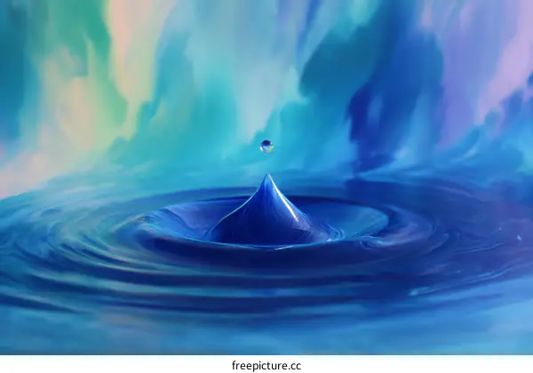 Abstract Blue Water Drop Splash
