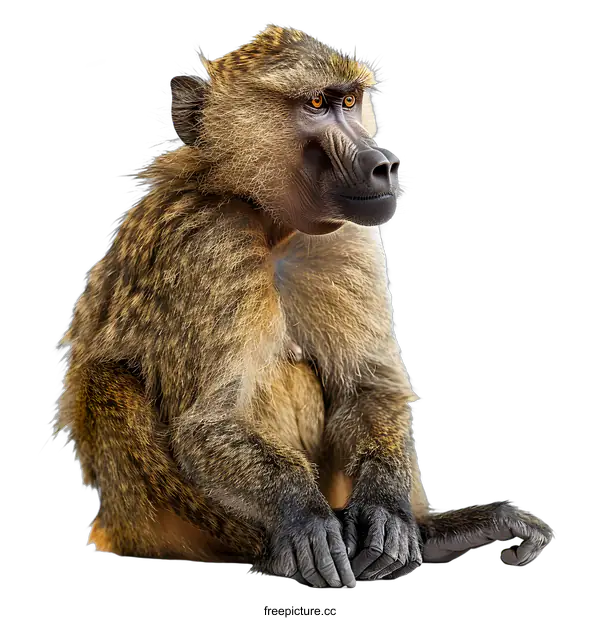 [Transparent Background PNG]A baboon sits on a white background