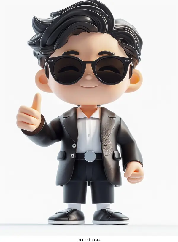 Cool 3D Asian Businessman Character Thumbs Up
