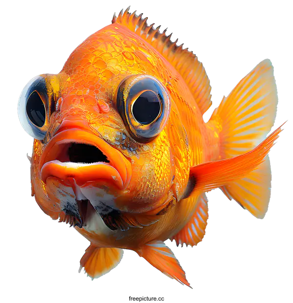 [Transparent Background PNG]Surprised Fish Portrait