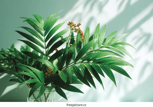 Fresh Tropical Leaves in a Vase