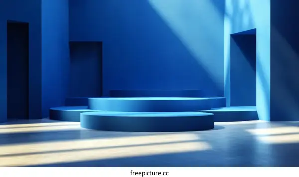 Modern Blue Geometric Display Podium