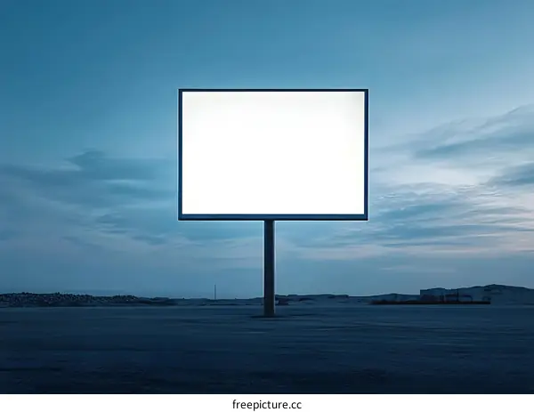 Blank Billboard in Desert Landscape at Sunset