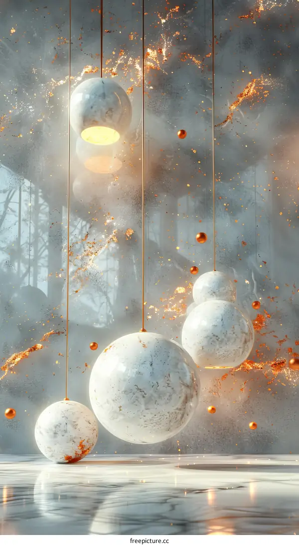 Abstract Marble Sphere Light Fixture