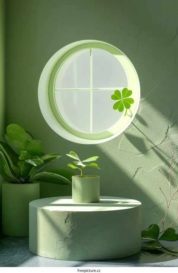 Round window and plants