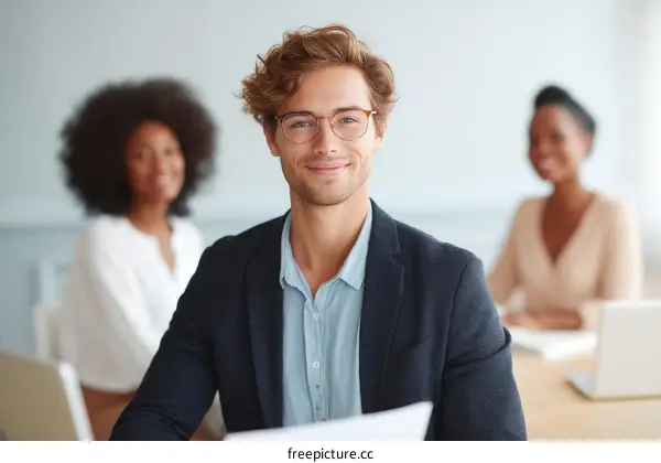 Business Meeting in Modern Office