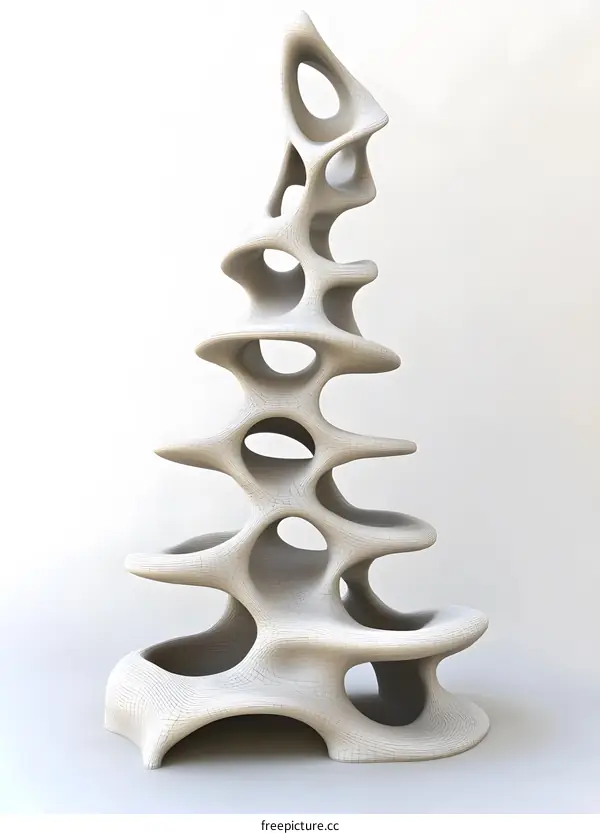 Abstract 3D Wireframe Model of a Modern Building