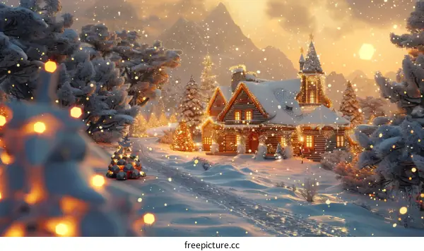 Snowy Village Christmas Holiday Season