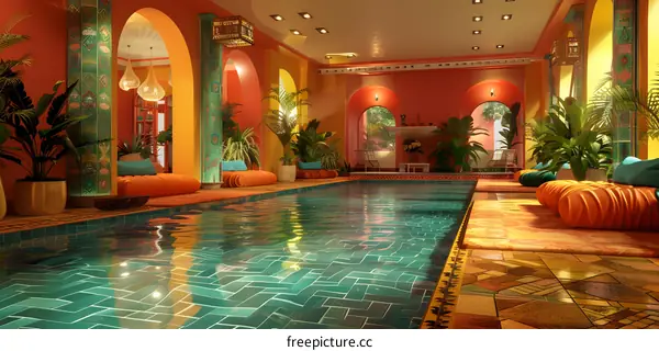 Luxurious Indoor Pool in Moroccan Style