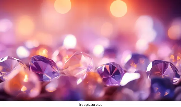Violet Gems Adorned on a Surface With Light Reflections
