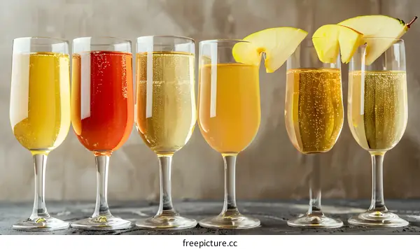 Sparkling Apple Cider in Glasses on Table