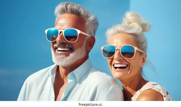 Happy retired couple enjoying the sunshine