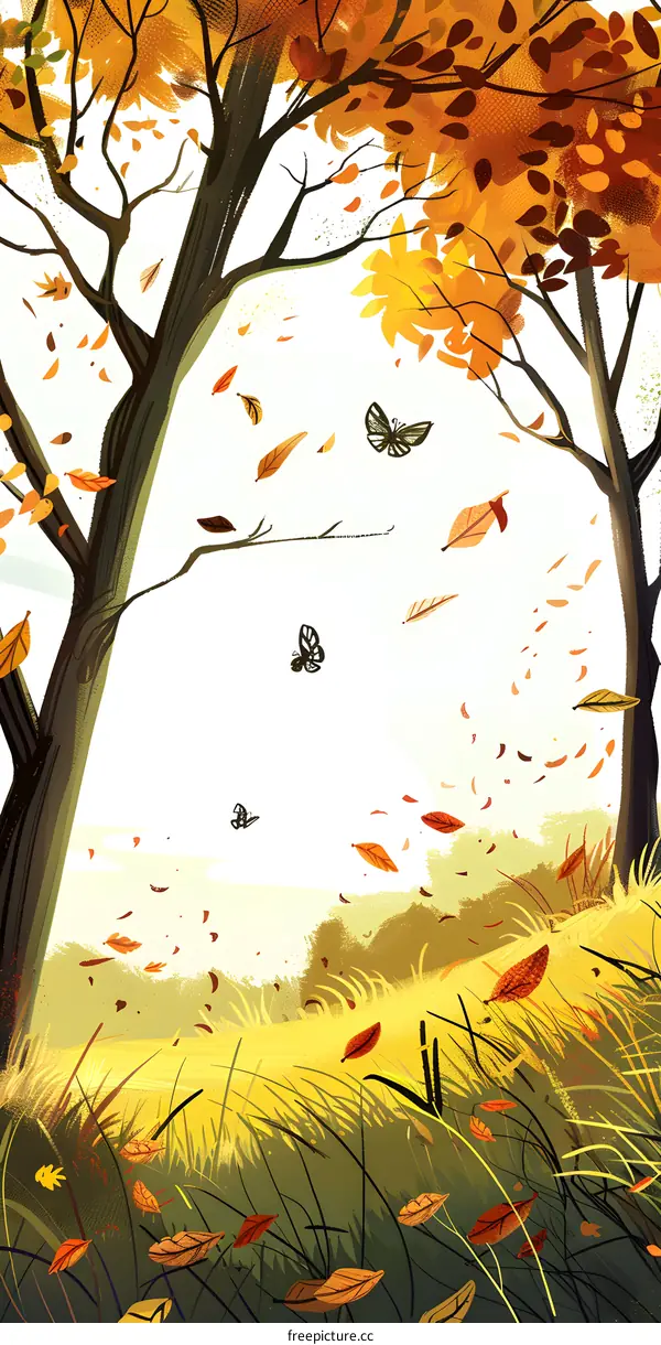 Autumn Leaves Falling From Trees