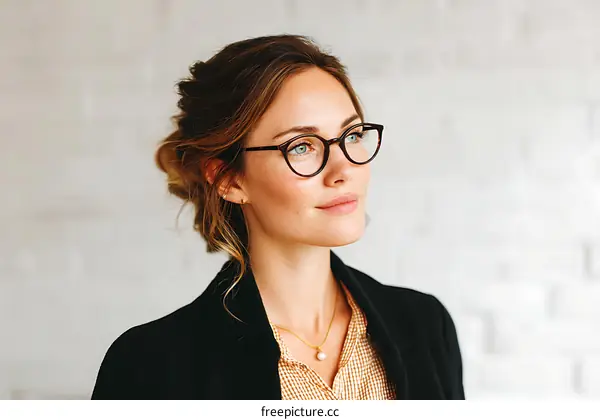 Thoughtful Business Woman with Glasses