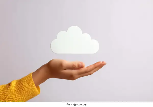 Hand Holding a Cloud Icon Illustrating Cloud Computing