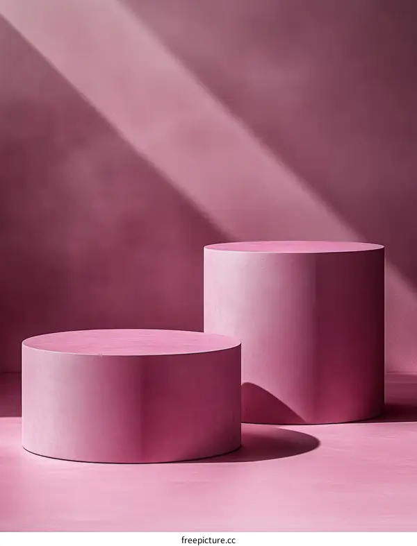 Pink Cylindrical Display Platforms with Shadows