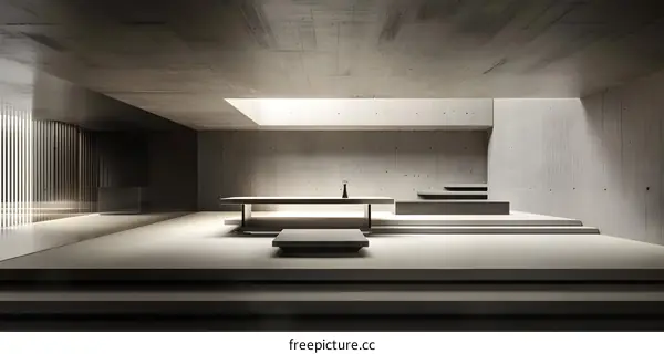 Minimalist Concrete Interior Design with Skylight