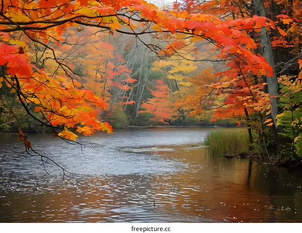Autumn Leaves Over Water