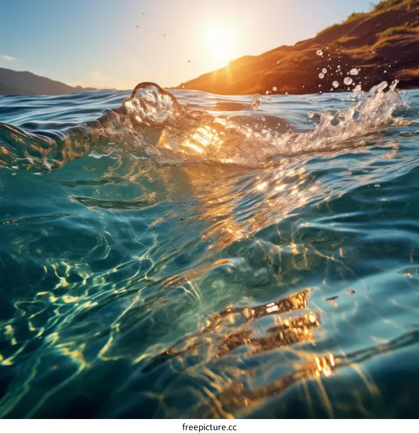 Ocean Waves Illuminated by Sunlight