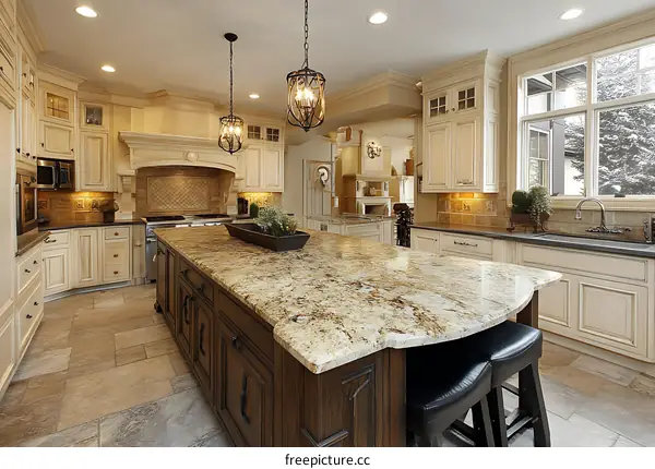 Luxury Kitchen Island with Granite Countertop