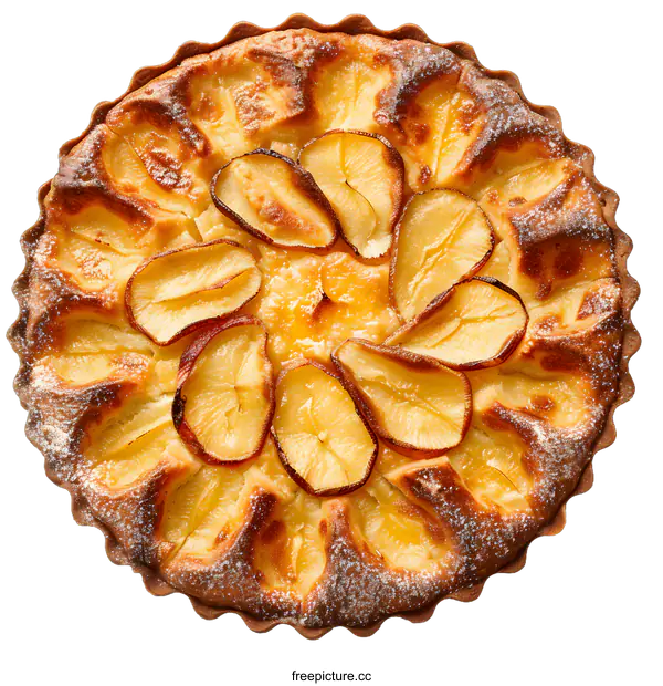 [Transparent Background PNG]top view of homemade pear tart with lattice crust