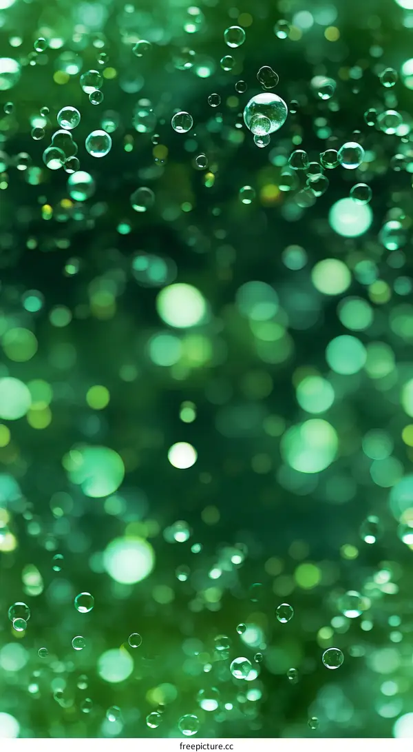 Green bubbles floating upwards on a green background
