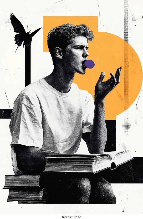 Abstract Collage Portrait of a Young Man
