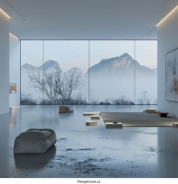 Modern Art Gallery with Mountain Views