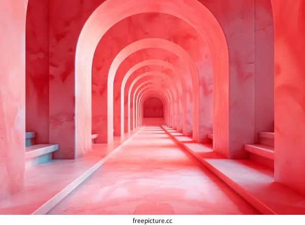 Abstract Pink Archway Corridor Illustration