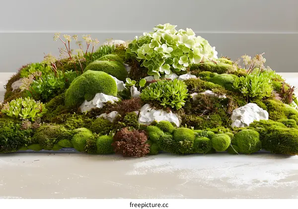 Green Mossy Rock Wall Decor Landscape