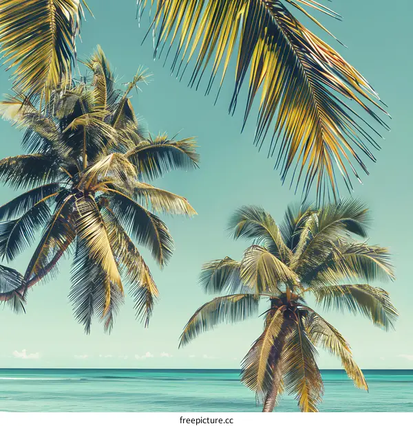Tropical Beach Palm Trees and Ocean View