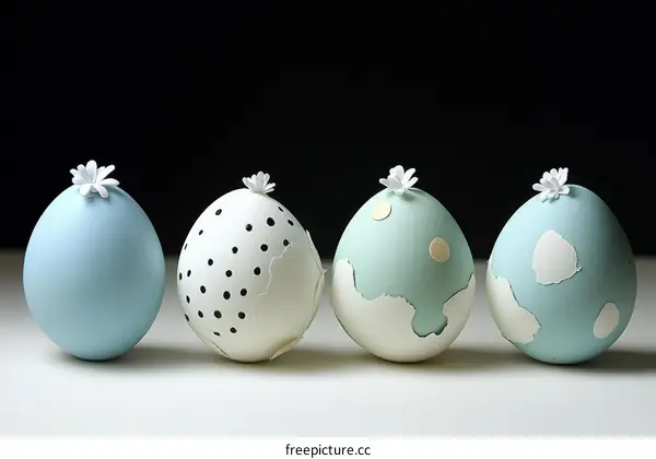 Decorated Easter Eggs in Pastel Colors