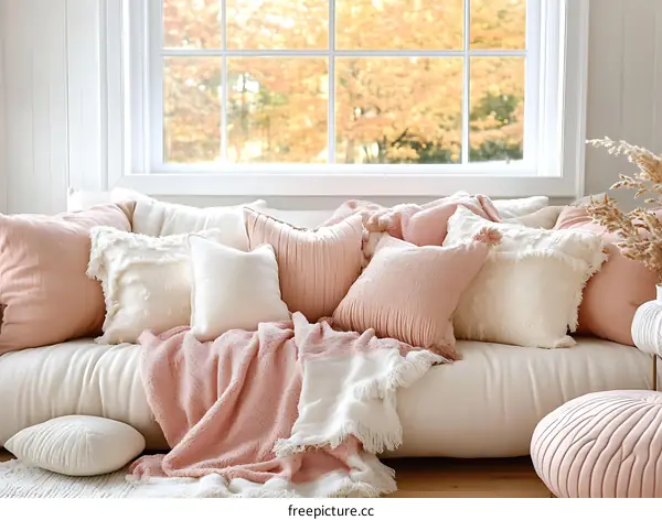 Cozy Pink and Cream Living Room Decor