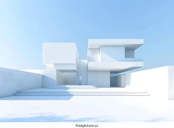 Minimalist Modern Architecture Building 3D Render