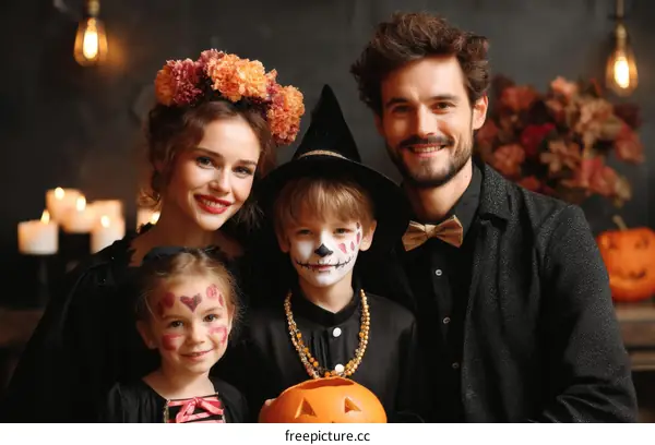 Halloween Family Portrait with Face Paint