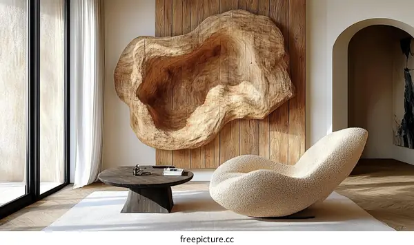 Modern Wooden Wall Art Living Room Interior Design