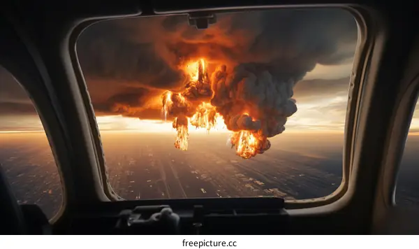 Mushroom Cloud from Airplane Window: A Glimpse of Nuclear Apocalypse