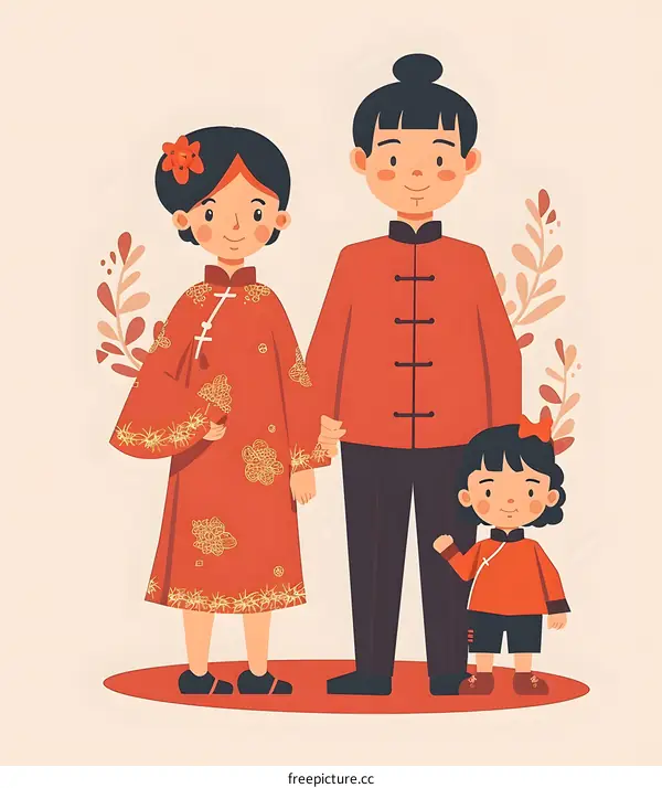 Happy Chinese New Year Family Illustration