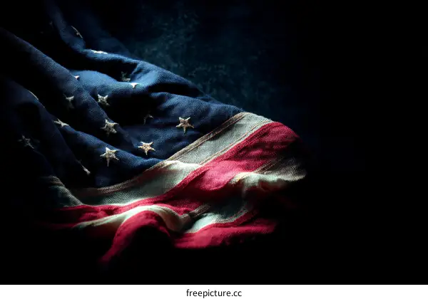 American Flag in Deep Shadow