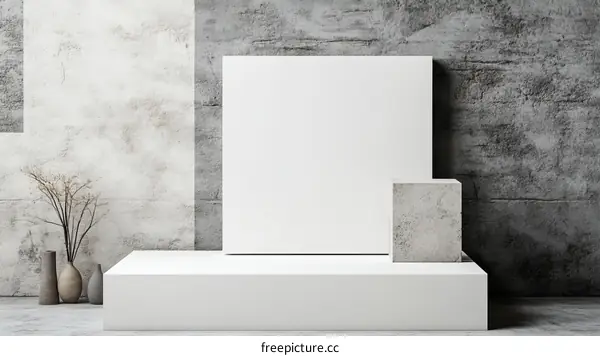 Modern Minimalist Display Mockup with Concrete Wall